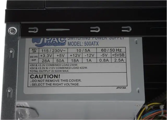 Alt view image 13 of 17 - JPAC 416 Black Steel ATX Mid Tower Computer Case 500W Power Supply