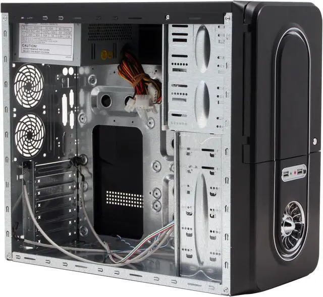 Alt view image 9 of 16 - JPAC TwisterII 480 Black Steel ATX Mid Tower Computer Case 500W Power Supply