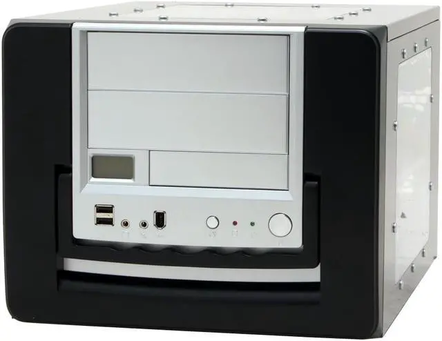 Alt view image 2 of 14 - JPAC 901Black/Silver Aluminum MicroATX Media Center Computer Case 550W Power Supply