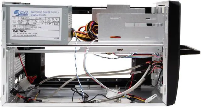 Alt view image 9 of 14 - JPAC 901Black/Silver Aluminum MicroATX Media Center Computer Case 550W Power Supply