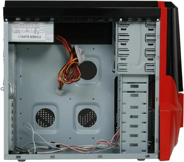 Alt view image 9 of 14 - JPAC COBBPS Black / Red Steel ATX Mid Tower Computer Case 500W Power Supply