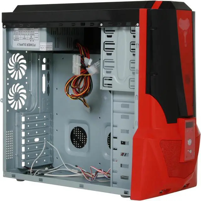 Alt view image 10 of 14 - JPAC COBBPS Black / Red Steel ATX Mid Tower Computer Case 500W Power Supply