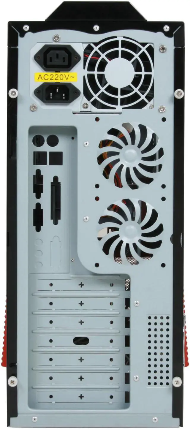 Alt view image 13 of 14 - JPAC COBBPS Black / Red Steel ATX Mid Tower Computer Case 500W Power Supply