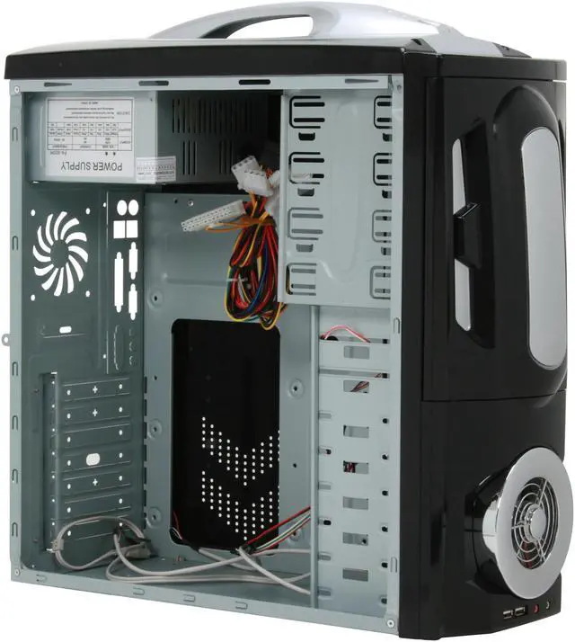 Alt view image 10 of 14 - JPAC 191PS Black Steel ATX Mid Tower Computer Case 500W Power Supply
