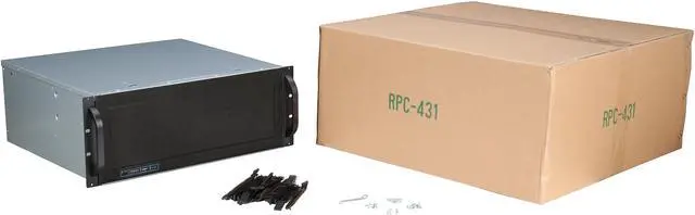 Alt view image 7 of 7 - NORCO RPC-431 Black 4U Rackmount 4U Short Depth Rackmount Case with Rotating 9 x 3.5? Drive Cage Standard ATX, mini redundant power supply