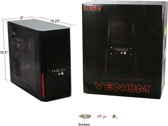 Alt view image 9 of 9 - SIGMA VENOM Venom-WB Black 0.7mm STEEL SECC ATX Mid Tower Computer Case