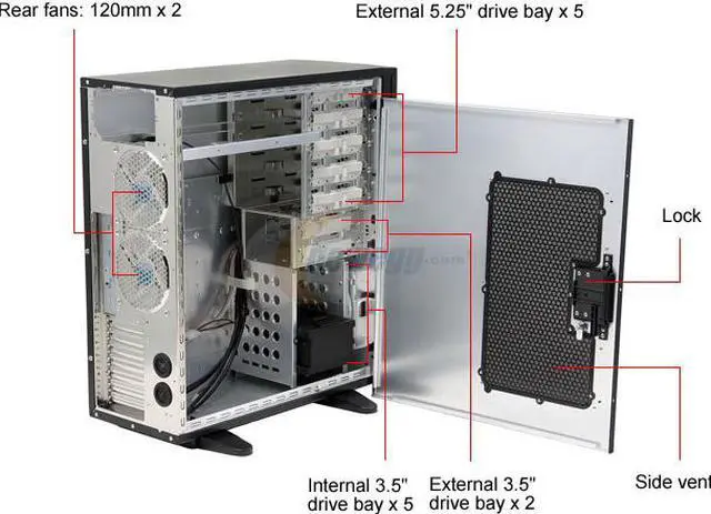 Alt view image 8 of 14 - GIGABYTE 3D AURORA GZ-FSCA1-ANB Black Aluminum ATX Full Tower Computer Case