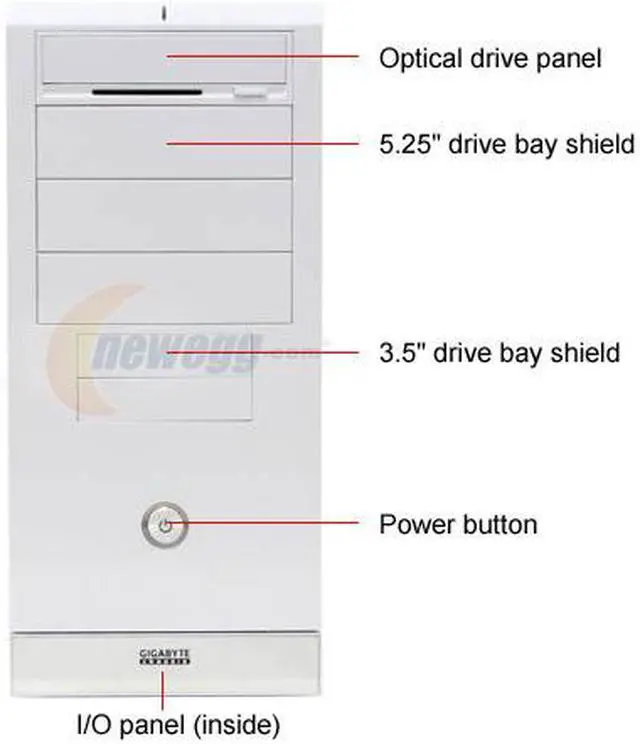 Alt view image 3 of 15 - GIGABYTE GZ-X1 BEIGE 0.6mm SECC / ABS Front Panel ATX Mid Tower Computer Case 350W Power Supply