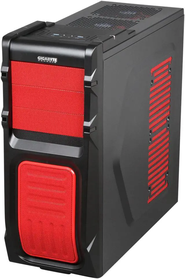 Alt view image 3 of 10 - GIGABYTE Luxo M10 GZ-ZLM10RS Red Plastic / 0.5mm Steel ATX Mid Tower Computer Case