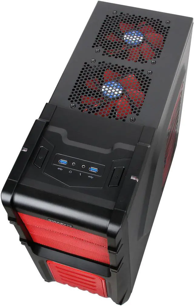 Alt view image 5 of 10 - GIGABYTE Luxo M10 GZ-ZLM10RS Red Plastic / 0.5mm Steel ATX Mid Tower Computer Case