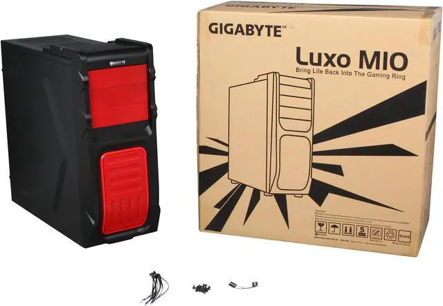 Alt view image 10 of 10 - GIGABYTE Luxo M10 GZ-ZLM10RS Red Plastic / 0.5mm Steel ATX Mid Tower Computer Case