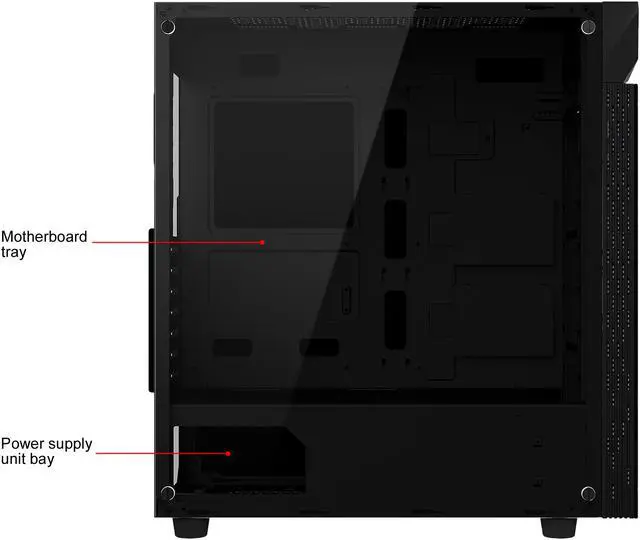 Alt view image 9 of 12 - GIGABYTE C200 GLASS - Black Mid Tower PC Gaming Case, Tempered Glass, PSU Shroud (GB-C200G)