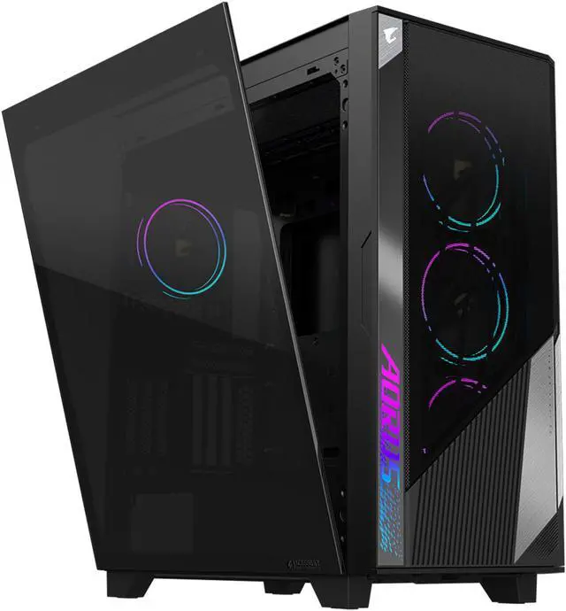 Alt view image 3 of 13 - GIGABYTE AORUS C500 GLASS - Black Mid Tower PC Gaming Case, Tempered Glass, USB Type-C, 4x ARBG Fans Included (GB-AC500G ST)