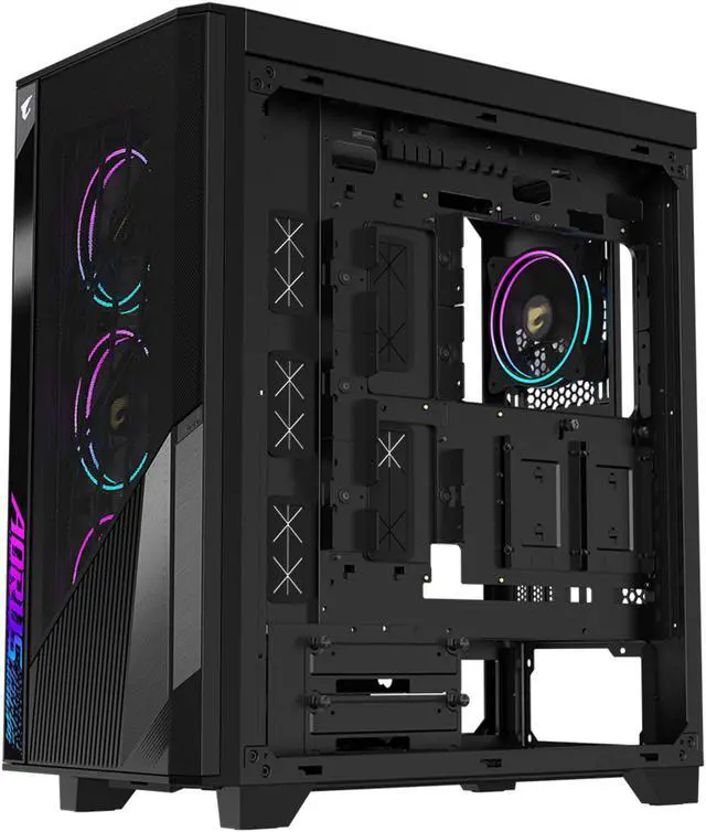 Alt view image 9 of 13 - GIGABYTE AORUS C500 GLASS - Black Mid Tower PC Gaming Case, Tempered Glass, USB Type-C, 4x ARBG Fans Included (GB-AC500G ST)