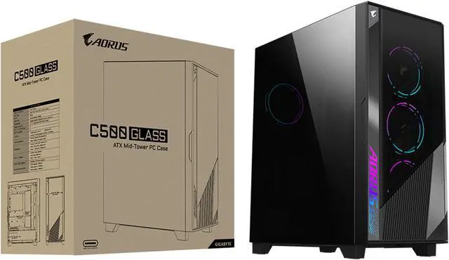 Alt view image 12 of 13 - GIGABYTE AORUS C500 GLASS - Black Mid Tower PC Gaming Case, Tempered Glass, USB Type-C, 4x ARBG Fans Included (GB-AC500G ST)