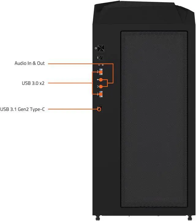 Alt view image 6 of 9 - GIGABYTE C301 GLASS - Black Mid Tower PC Gaming Case, Tempered Glass, USB Type-C, 4x ARBG Fans Included (GB-C301G)