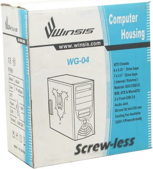 Alt view image 10 of 10 - Winsis WG-04 Black SGCC/ ABS ATX Mid Tower Computer Case 400W Power Supply - OEM