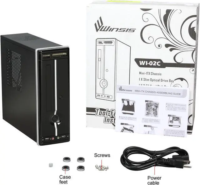 Alt view image 9 of 9 - Winsis Wi-02C SGCC/ABS Mini-ITX Tower Computer Case w/Card Reader 200W Power Supply
