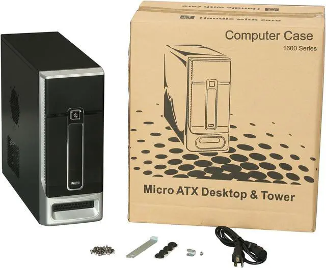 Alt view image 9 of 9 - TOPOWER TP-1687BS-300 Black / Silver SECC 0.8mm Micro ATX Desktop Computer Case 300W SFX Power Supply