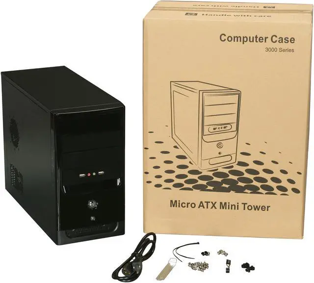 Alt view image 9 of 9 - TOPOWER TP-3030BB-450 Black SGCC 0.45mm Micro ATX Mini Tower Computer Case 450W Power Supply