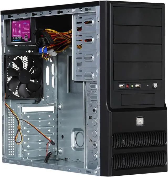 Alt view image 7 of 9 - TOPOWER TP-6205BB-500 Black SGCC 0.5mm ATX Mid Tower Computer Case 500W Power Supply