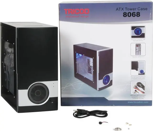 Alt view image 12 of 12 - TRICOD 8068 Black Steel ATX Mid Tower Computer Case 450W Power Supply