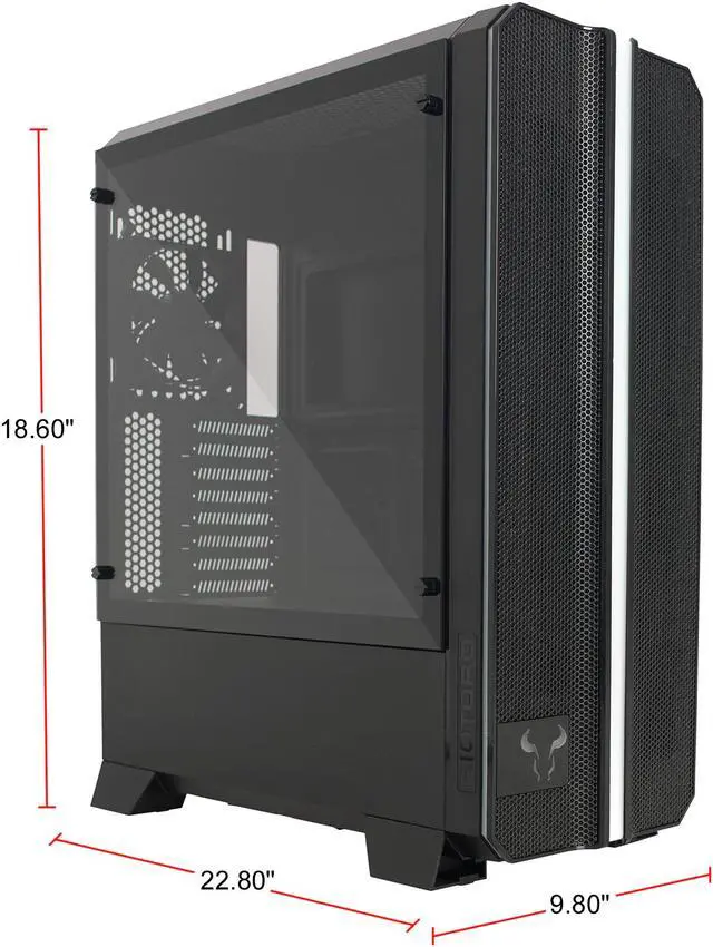 Alt view image 16 of 16 - Riotoro CR1288TG Black Steel / Plastic / Tempered Glass ATX Full Tower Prism Case with RGB, Tempered Glass Window