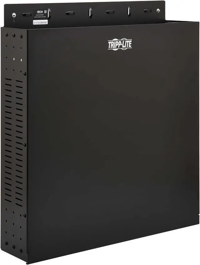 Main image of Tripp Lite SmartRack 2U Low-Profile Vertical-Mount Vented Wall-Mount Mini Rack Enclosure - Black SRWO2UBRKT