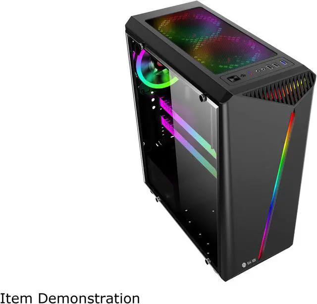 Alt view image 7 of 15 - Bgears b-Vigor RGB Black Steel / Plastic / Tempered Glass ATX Mid Tower Computer Case with RGB Front Panel - OEM