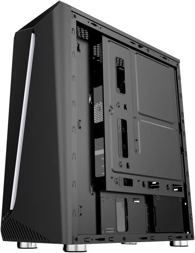 Alt view image 3 of 15 - Bgears b-Vigor RGB Black Steel / Plastic / Tempered Glass ATX Mid Tower Computer Case with RGB Front Panel - OEM
