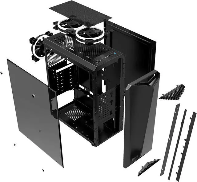 Alt view image 11 of 15 - Bgears b-Vigor RGB Black Steel / Plastic / Tempered Glass ATX Mid Tower Computer Case with RGB Front Panel - OEM