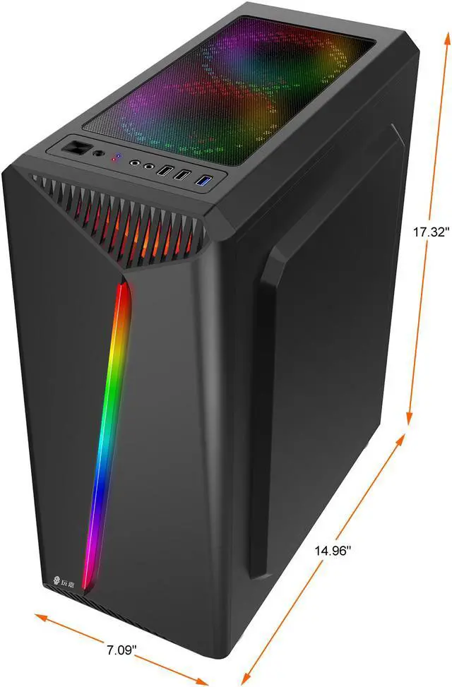Alt view image 9 of 15 - Bgears b-Vigor RGB Black Steel / Plastic / Tempered Glass ATX Mid Tower Computer Case with RGB Front Panel - OEM