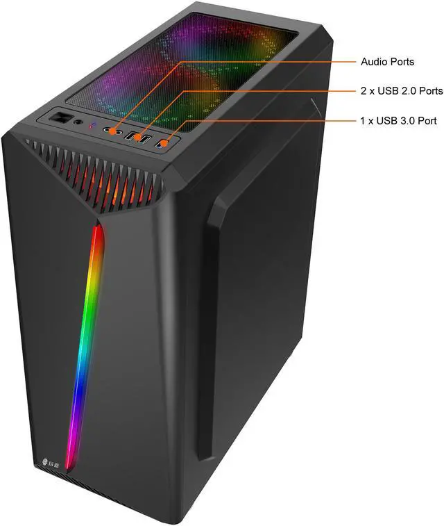 Alt view image 10 of 15 - Bgears b-Vigor RGB Black Steel / Plastic / Tempered Glass ATX Mid Tower Computer Case with RGB Front Panel - OEM