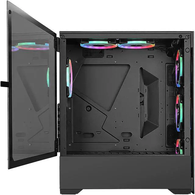 Alt view image 7 of 18 - Bgears b-Voguish-RGB Black Steel / Tempered Glass ATX Mid Tower Computer Case with 6 x 120mm ARGB Fan