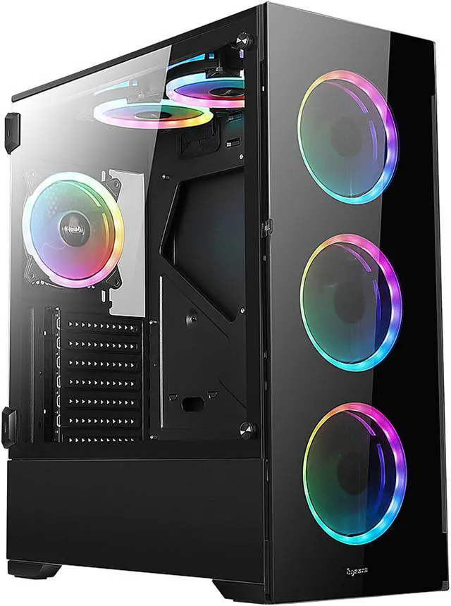 Alt view image 4 of 18 - Bgears b-Voguish-RGB Black Steel / Tempered Glass ATX Mid Tower Computer Case with 6 x 120mm ARGB Fan