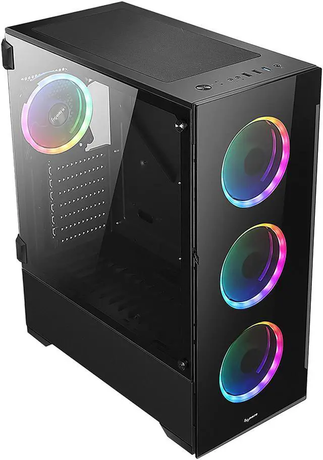 Alt view image 8 of 18 - Bgears b-Voguish-RGB Black Steel / Tempered Glass ATX Mid Tower Computer Case with 6 x 120mm ARGB Fan