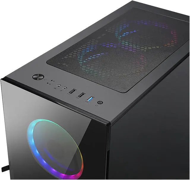Alt view image 11 of 18 - Bgears b-Voguish-RGB Black Steel / Tempered Glass ATX Mid Tower Computer Case with 6 x 120mm ARGB Fan