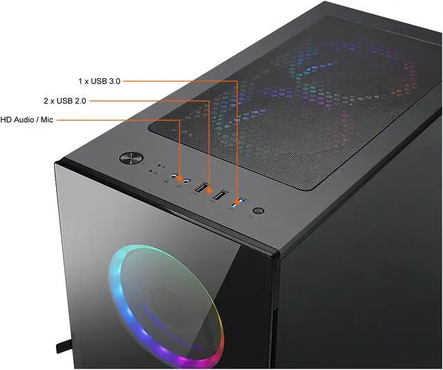 Alt view image 12 of 18 - Bgears b-Voguish-RGB Black Steel / Tempered Glass ATX Mid Tower Computer Case with 6 x 120mm ARGB Fan