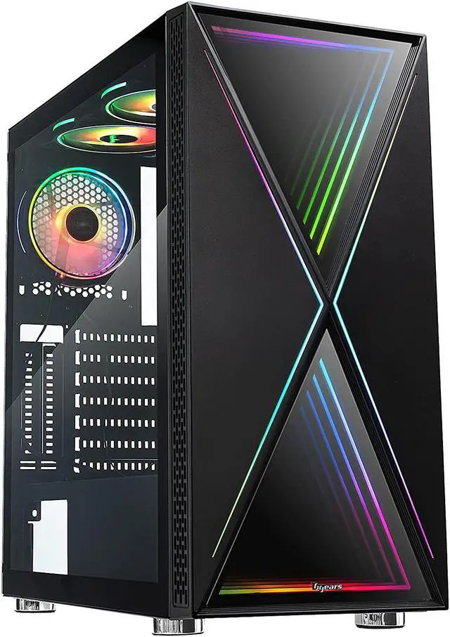 Alt view image 9 of 20 - Bgears b-BlackWidow RGB Black Black ATX Tower Computer Case