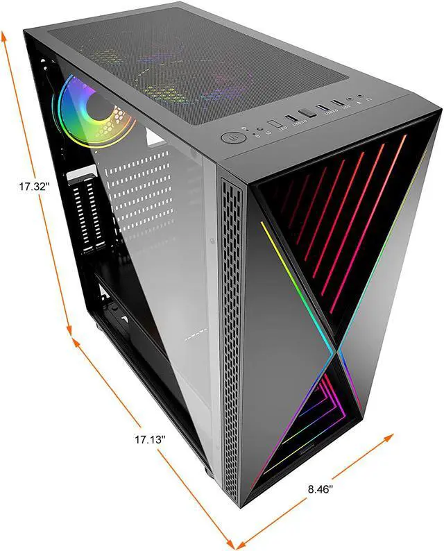 Alt view image 17 of 20 - Bgears b-BlackWidow RGB Black Black ATX Tower Computer Case