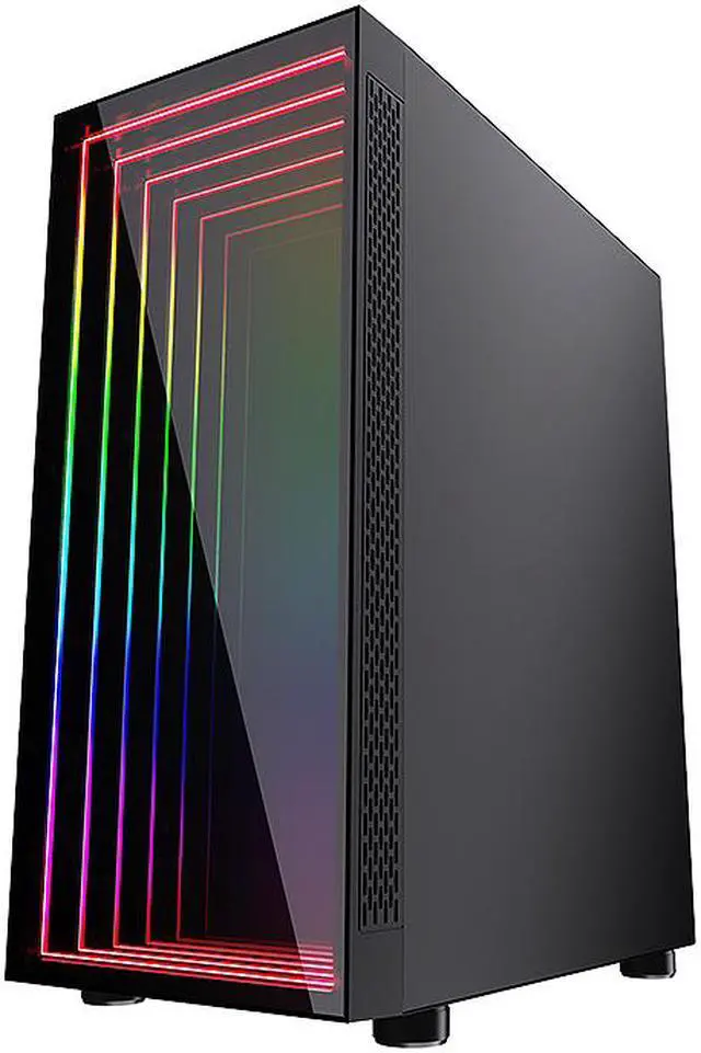 Alt view image 4 of 19 - Bgears B-Optillusion Mid Tower ATX Glass Mirror LED Black Optical Illusion PC Gaming Computer Case ARGB LED