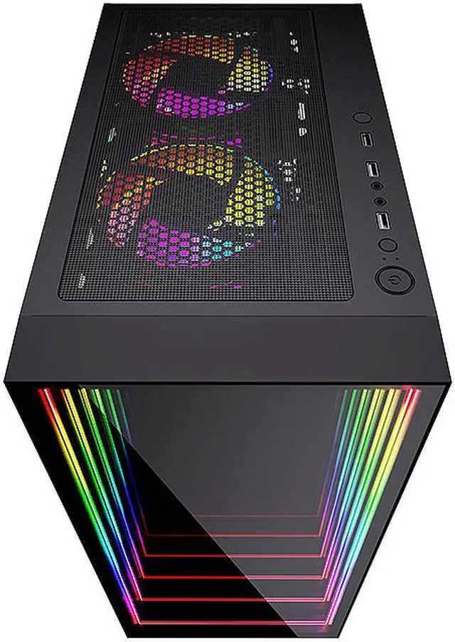 Alt view image 6 of 19 - Bgears B-Optillusion Mid Tower ATX Glass Mirror LED Black Optical Illusion PC Gaming Computer Case ARGB LED