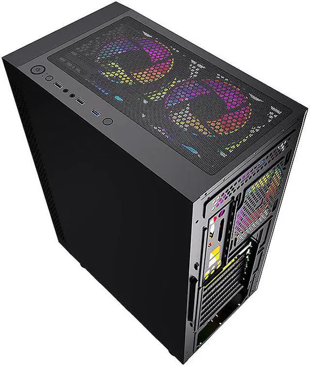 Alt view image 7 of 19 - Bgears B-Optillusion Mid Tower ATX Glass Mirror LED Black Optical Illusion PC Gaming Computer Case ARGB LED