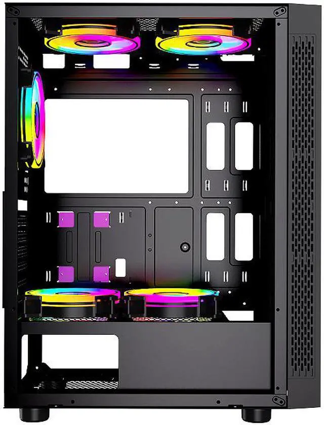 Alt view image 8 of 19 - Bgears B-Optillusion Mid Tower ATX Glass Mirror LED Black Optical Illusion PC Gaming Computer Case ARGB LED