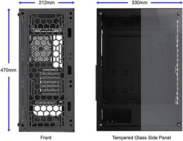 Alt view image 12 of 19 - Bgears B-Optillusion Mid Tower ATX Glass Mirror LED Black Optical Illusion PC Gaming Computer Case ARGB LED