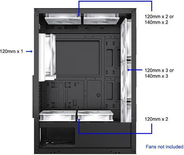 Alt view image 15 of 19 - Bgears B-Optillusion Mid Tower ATX Glass Mirror LED Black Optical Illusion PC Gaming Computer Case ARGB LED