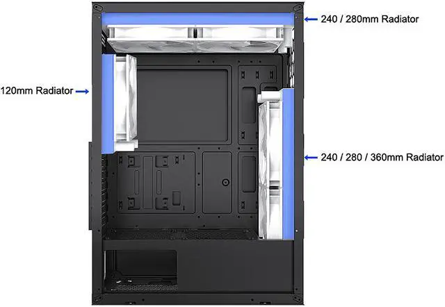 Alt view image 17 of 19 - Bgears B-Optillusion Mid Tower ATX Glass Mirror LED Black Optical Illusion PC Gaming Computer Case ARGB LED