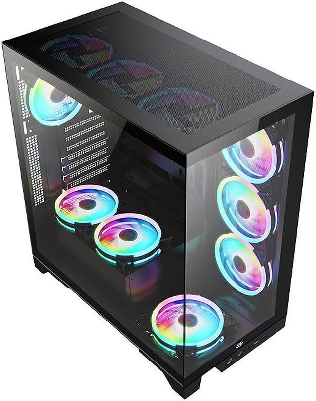 Alt view image 2 of 13 - Bgears b-Pellucid ATX Black Middle Tower ATX Tempered Glass Slim Mid Tower Crystal-Clear View with In?nity Tempered Glass Design