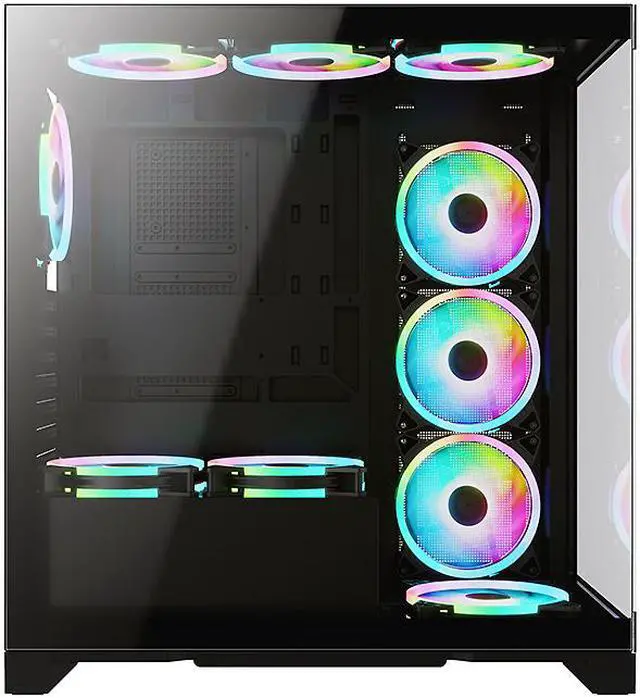 Alt view image 5 of 13 - Bgears b-Pellucid ATX Black Middle Tower ATX Tempered Glass Slim Mid Tower Crystal-Clear View with In?nity Tempered Glass Design