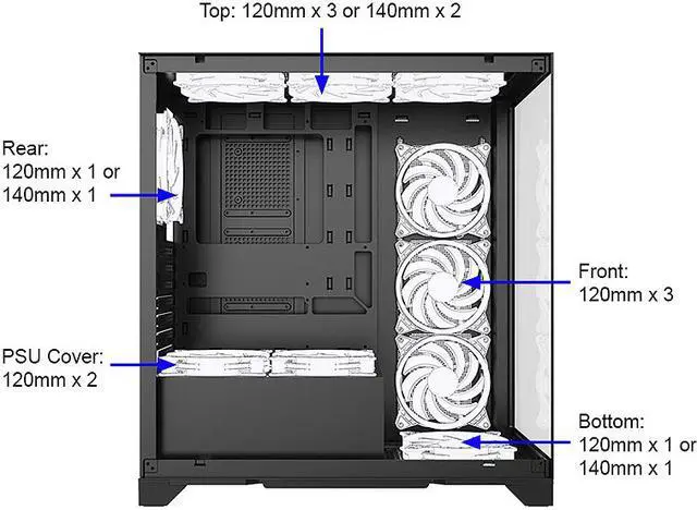 Alt view image 8 of 13 - Bgears b-Pellucid ATX Black Middle Tower ATX Tempered Glass Slim Mid Tower Crystal-Clear View with In?nity Tempered Glass Design